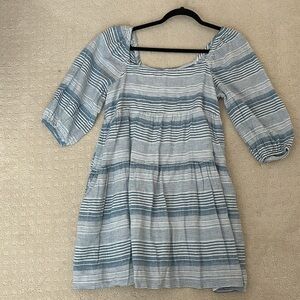 The Impeccable Pig dress, blue and white striped, cotton, size medium